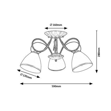 Brilagi - Полилей за директен монтаж FRED 3xE27/60W/230V, диаметър 59 см, бронзов