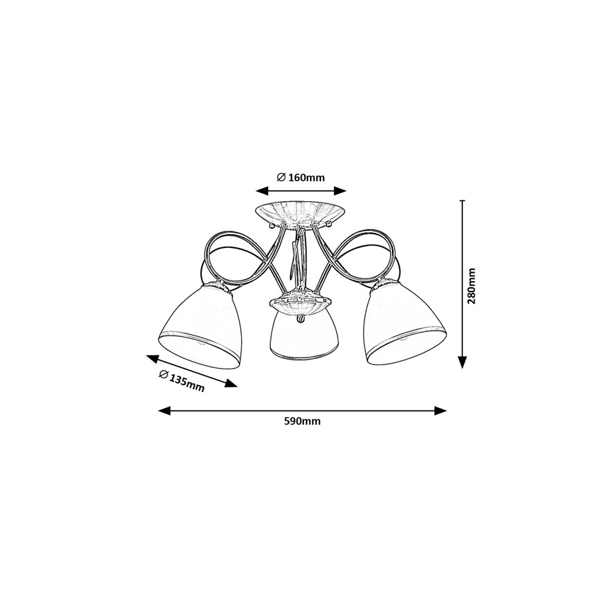 Brilagi - Полилей за директен монтаж FRED 3xE27/60W/230V, диаметър 59 см, бронзов
