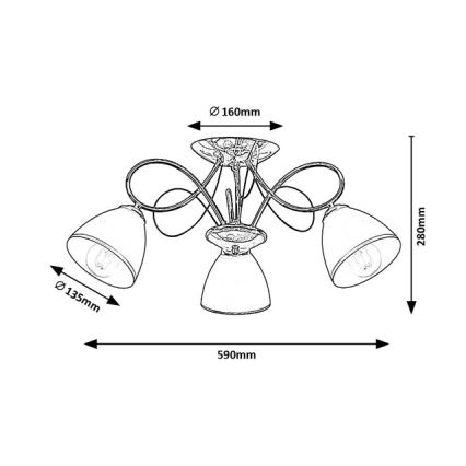 Brilagi - Полилей за директен монтаж FRED 3xE27/60W/230V, диаметър 59 см, лъскав хром