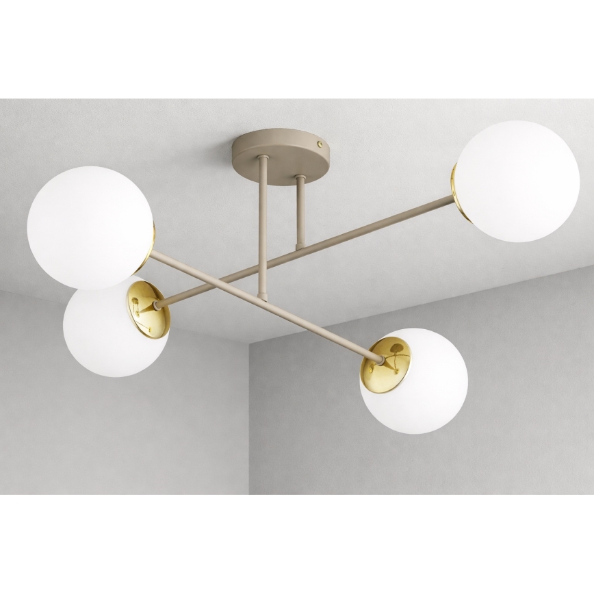 Brilagi - Полилей за директен монтаж MILO ECRU 4xE27/60W/230V бежов/златен