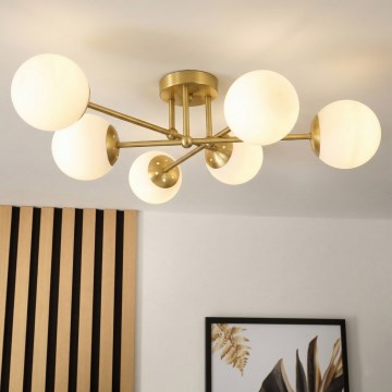 Brilagi - Полилей за монтаж на таван MALIVA 6xE14/15W/230V златист/бял