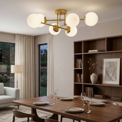 Brilagi - Полилей за монтаж на таван MALIVA 6xE14/15W/230V златист/бял