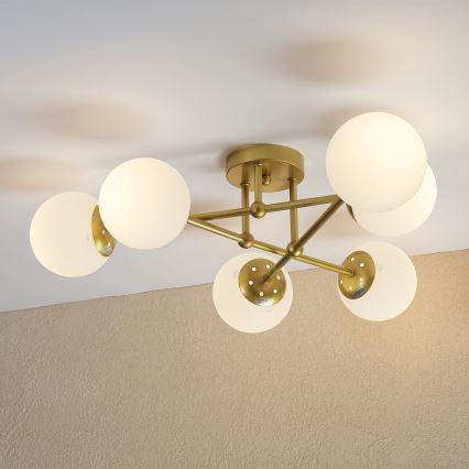 Brilagi - Полилей за монтаж на таван MALIVA 6xE14/15W/230V златист/бял