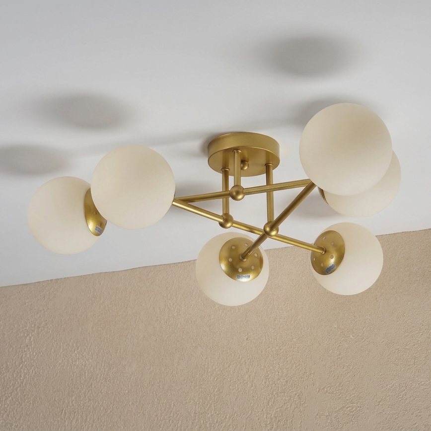 Brilagi - Полилей за монтаж на таван MALIVA 6xE14/15W/230V златист/бял