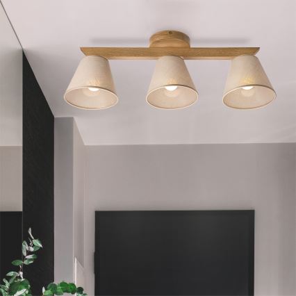 Brilagi - Полилей за повърхностен монтаж ANTHONY 3xE14/40W/230V дъб/бежов