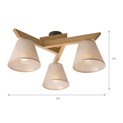 Brilagi - Полилей за повърхностен монтаж ANTHONY 3xE14/40W/230V дъб/бежов