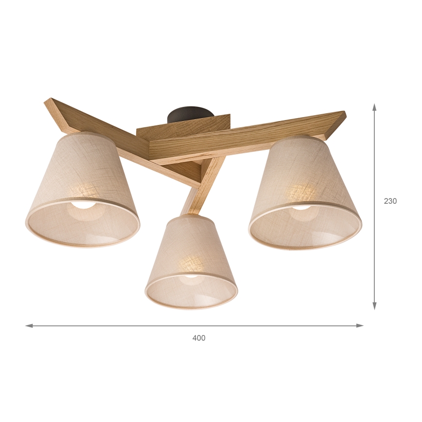 Brilagi - Полилей за повърхностен монтаж ANTHONY 3xE14/40W/230V дъб/бежов