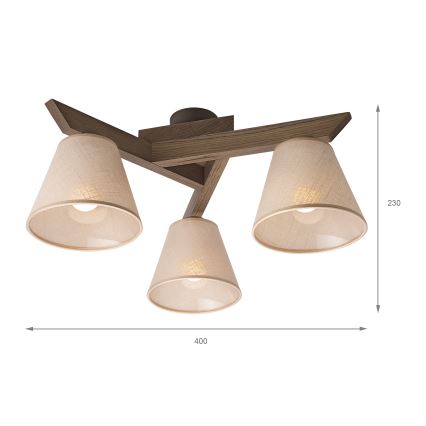Brilagi - Полилей за повърхностен монтаж ANTHONY 3xE14/40W/230V дъб/бежов