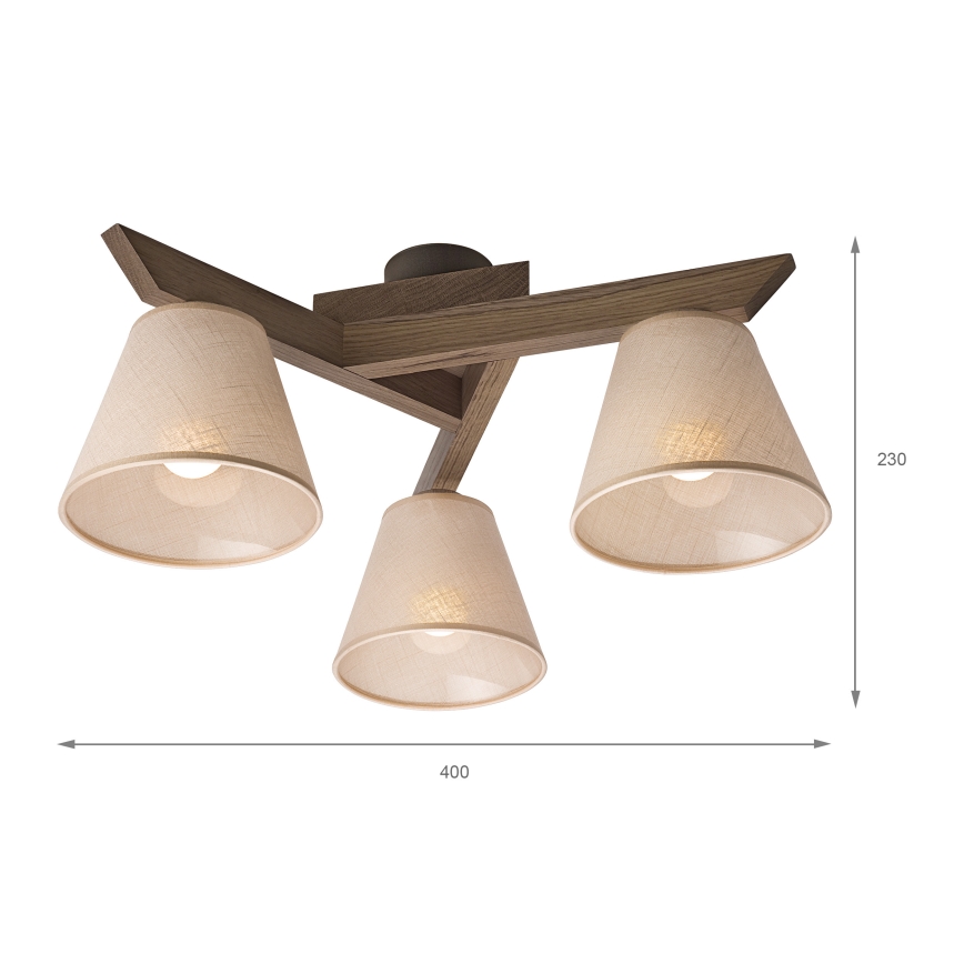 Brilagi - Полилей за повърхностен монтаж ANTHONY 3xE14/40W/230V дъб/бежов