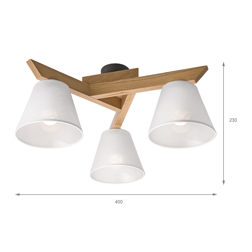 Brilagi - Полилей за повърхностен монтаж ANTHONY 3xE14/40W/230V дъб/бял