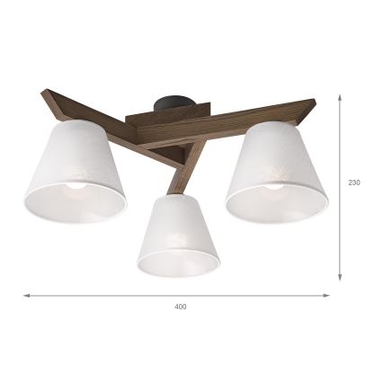 Brilagi - Полилей за повърхностен монтаж ANTHONY 3xE14/40W/230V дъб/бял