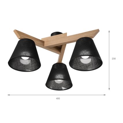 Brilagi - Полилей за повърхностен монтаж ANTHONY 3xE14/40W/230V дъб/черен