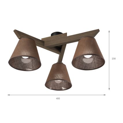 Brilagi - Полилей за повърхностен монтаж ANTHONY 3xE14/40W/230V дъб/кафяв