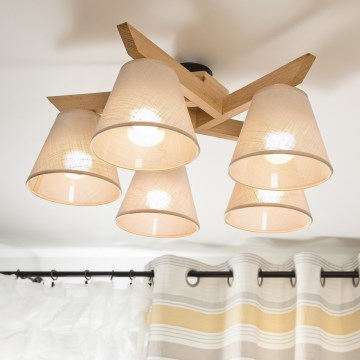 Brilagi - Полилей за повърхностен монтаж ANTHONY 5xE14/40W/230V дъб/бежов