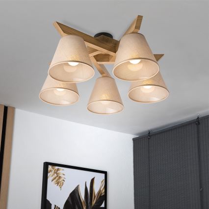 Brilagi - Полилей за повърхностен монтаж ANTHONY 5xE14/40W/230V дъб/бежов