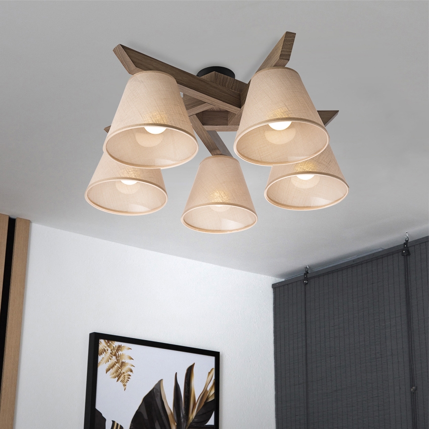 Brilagi - Полилей за повърхностен монтаж ANTHONY 5xE14/40W/230V дъб/бежов