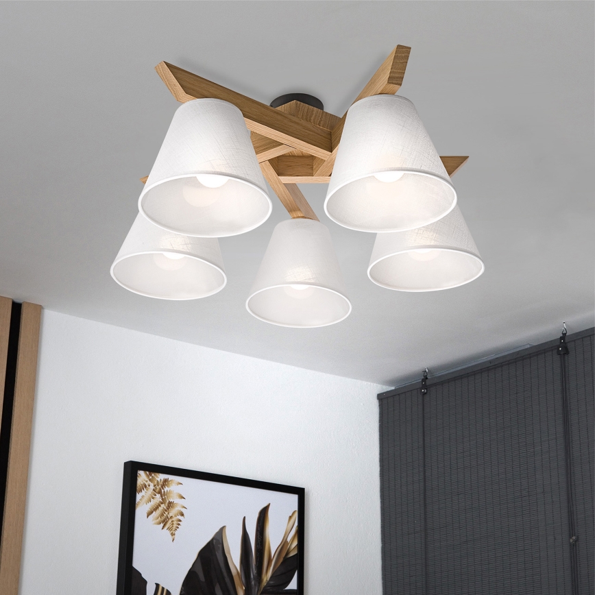 Brilagi - Полилей за повърхностен монтаж ANTHONY 5xE14/40W/230V дъб/бял