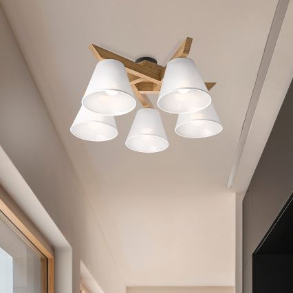Brilagi - Полилей за повърхностен монтаж ANTHONY 5xE14/40W/230V дъб/бял