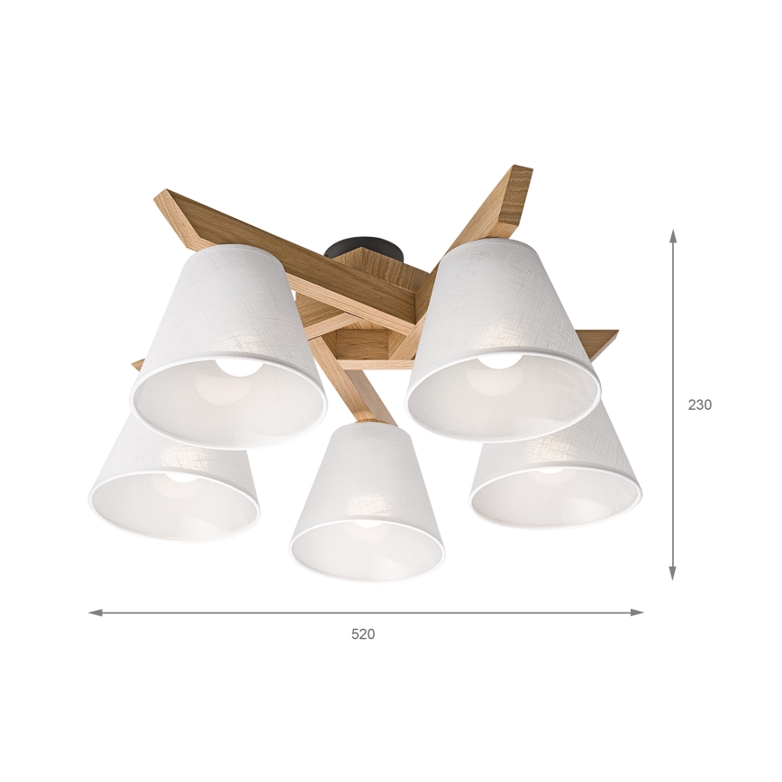 Brilagi - Полилей за повърхностен монтаж ANTHONY 5xE14/40W/230V дъб/бял