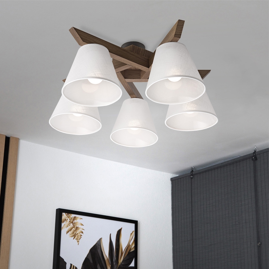 Brilagi - Полилей за повърхностен монтаж ANTHONY 5xE14/40W/230V дъб/бял
