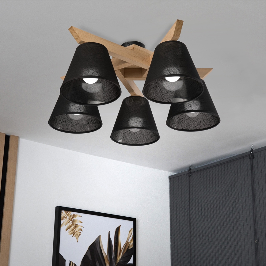 Brilagi - Полилей за повърхностен монтаж ANTHONY 5xE14/40W/230V дъб/черен