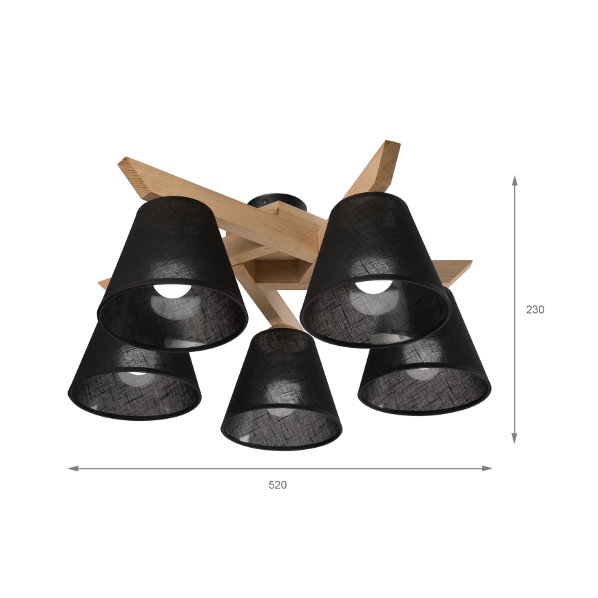 Brilagi - Полилей за повърхностен монтаж ANTHONY 5xE14/40W/230V дъб/черен