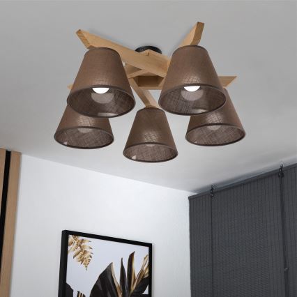 Brilagi - Полилей за повърхностен монтаж ANTHONY 5xE14/40W/230V дъб/кафяв