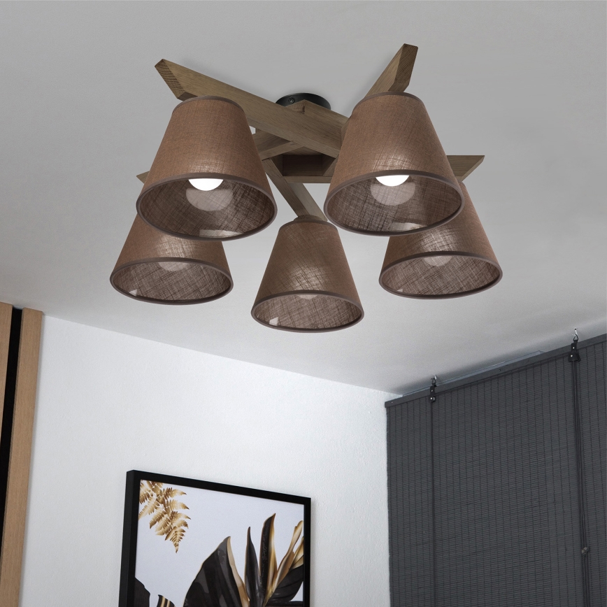 Brilagi - Полилей за повърхностен монтаж ANTHONY 5xE14/40W/230V дъб/кафяв