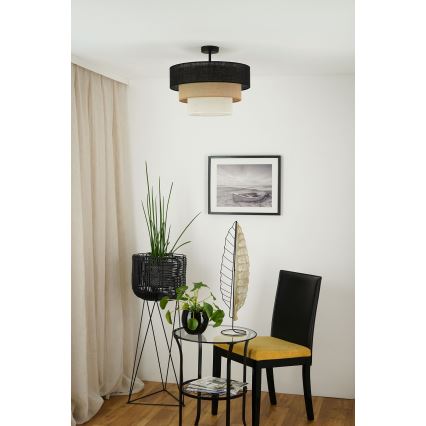 Brilagi - Полилей за повърхностен монтаж ASPEN LUNETA 1xE27/15W/230V Ø 45 см черен/бежов/кремав