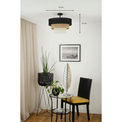 Brilagi - Полилей за повърхностен монтаж ASPEN LUNETA 1xE27/15W/230V Ø 45 см черен/бежов/кремав