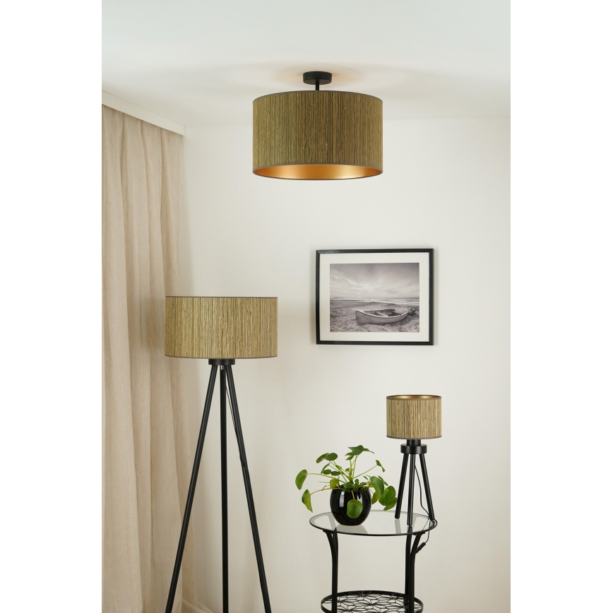 Brilagi - Полилей за повърхностен монтаж BOSTON ROLLER 1xE27/15W/230V Ø 45 см слама кафяв/златист