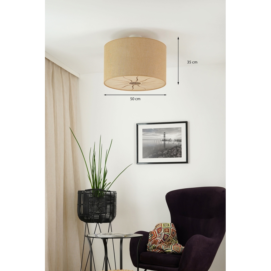 Brilagi - Полилей за повърхностен монтаж COUNTRY ROLLER 1xE27/15W/230V Ø 50 см бежов