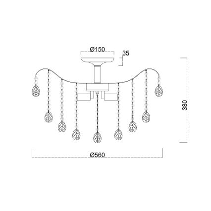 Brilagi - Полилей за повърхностен монтаж CRYSTAL 6xE14/60W/230V лъскав хром