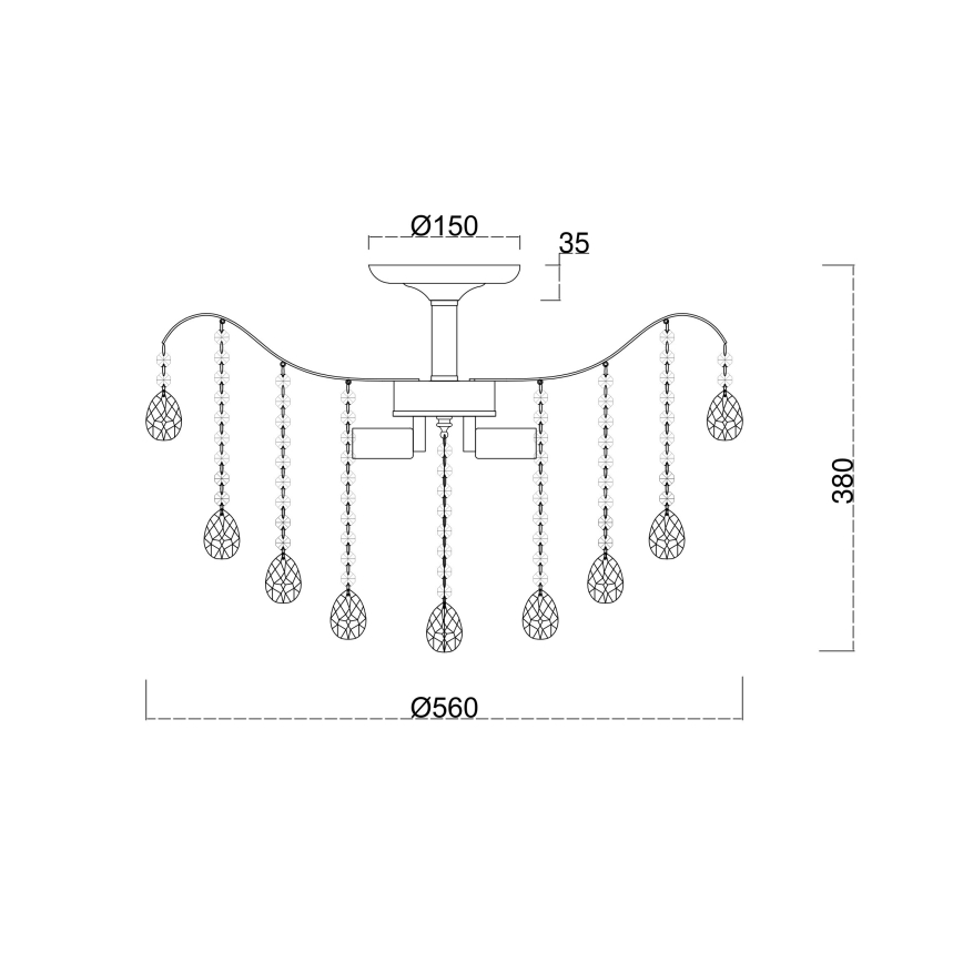 Brilagi - Полилей за повърхностен монтаж CRYSTAL 6xE14/60W/230V лъскав хром