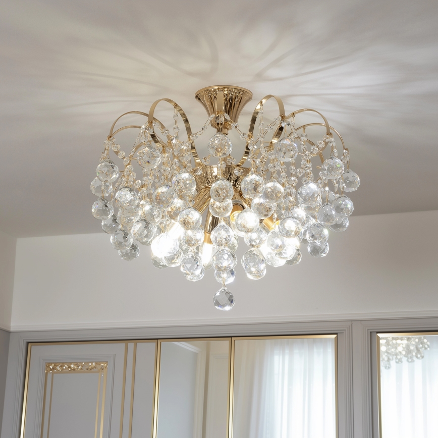 Brilagi - Полилей за повърхностен монтаж CRYSTAL 6xE14/60W/230V златист