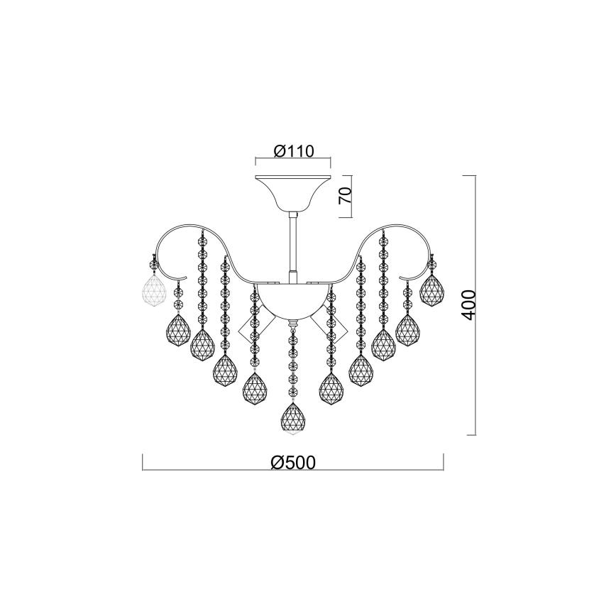 Brilagi - Полилей за повърхностен монтаж CRYSTAL 6xE14/60W/230V златист