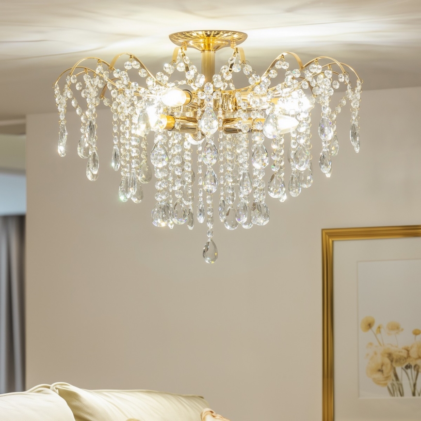 Brilagi - Полилей за повърхностен монтаж CRYSTAL 6xE14/60W/230V златист