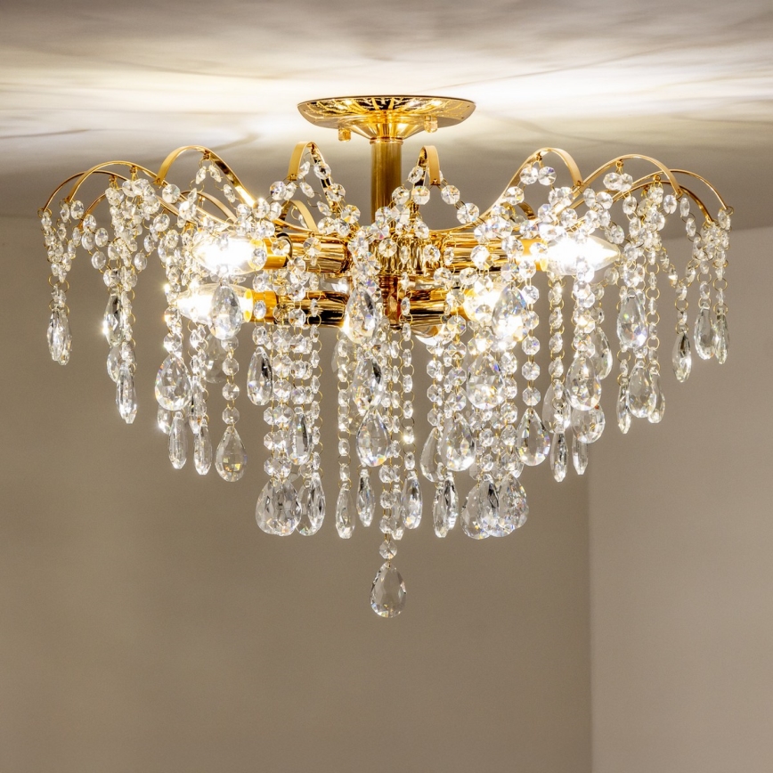 Brilagi - Полилей за повърхностен монтаж CRYSTAL 6xE14/60W/230V златист