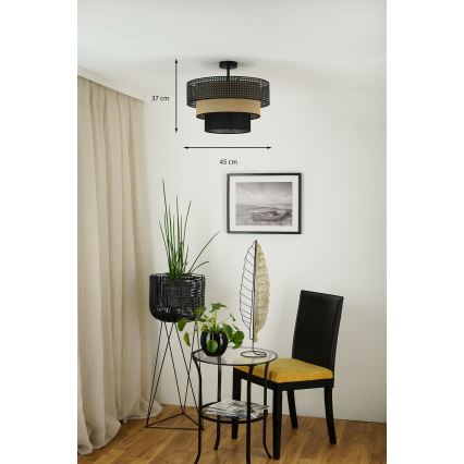 Brilagi - Полилей за повърхностен монтаж DAKOTA LUNETA 1xE27/15W/230V Ø 45 см черен/бежов