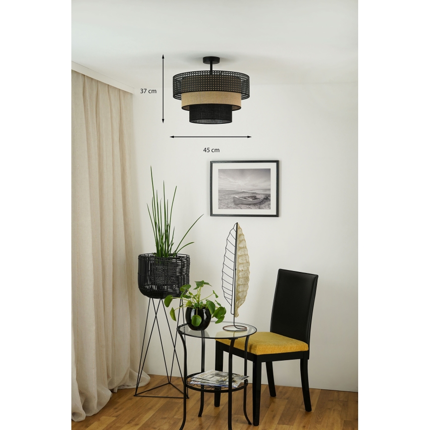 Brilagi - Полилей за повърхностен монтаж DAKOTA LUNETA 1xE27/15W/230V Ø 45 см черен/бежов