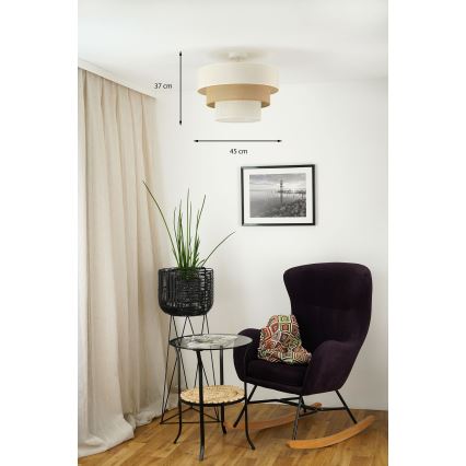 Brilagi - Полилей за повърхностен монтаж DENVER LUNETA 1xE27/15W/230V Ø 45 см бежов/кафяв/кремав