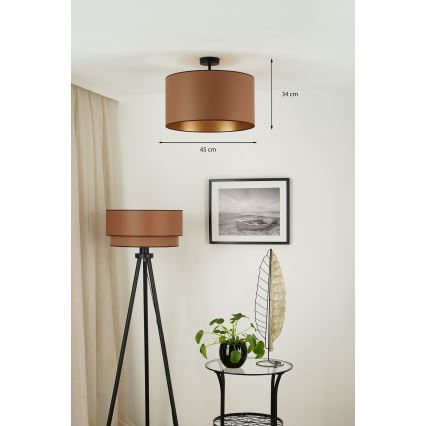 Brilagi - Полилей за повърхностен монтаж OREGON ROLLER VEGE 1xE27/15W/230V Ø 45 см кафяв
