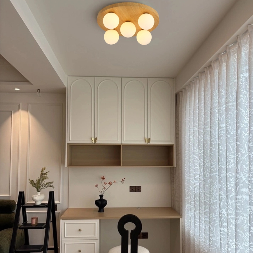 Brilagi - Потолно осветително тяло LUND WOOD, 5xG9/9W/230V, диаметър 40 см, каучукова дървесина