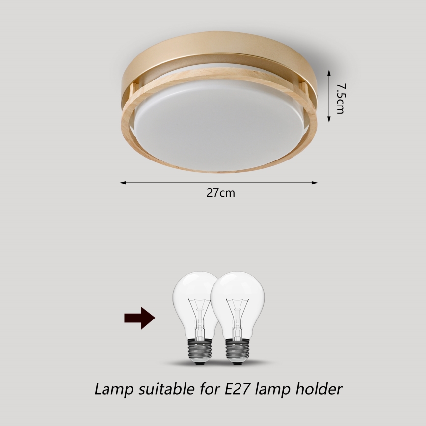 Brilagi - Потолочно осветително тяло ORINO 2xE27/40W/230V Ø 27 см златисто/дъб