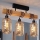 Brilagi - Потолъчен полилей WOOD GLASS 3xE27/60W/230V бор/черно/опушено кафяво