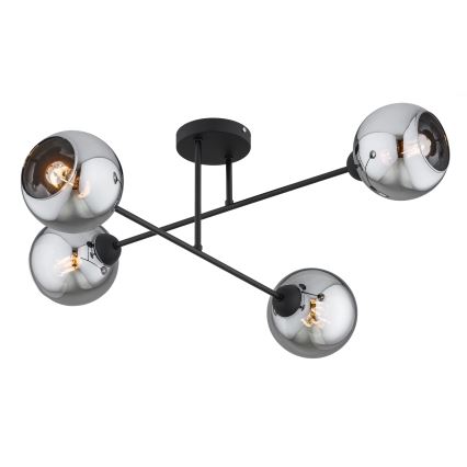 Brilagi - Повърхностно монтиран полилей DIOR 4xE27/60W/230V черен/димно сив