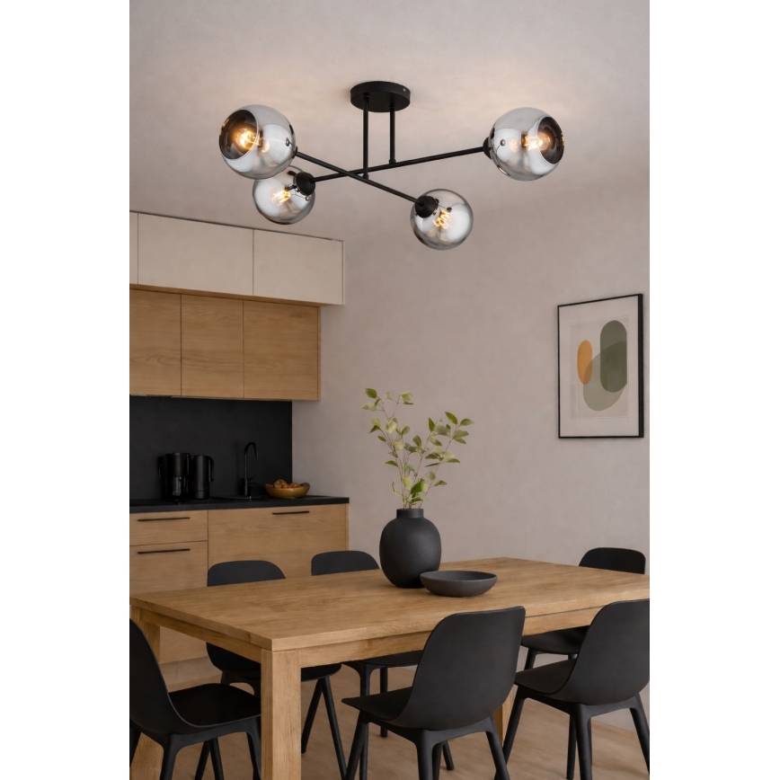 Brilagi - Повърхностно монтиран полилей DIOR 4xE27/60W/230V черен/димно сив