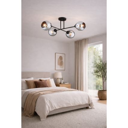 Brilagi - Повърхностно монтиран полилей DIOR 4xE27/60W/230V черен/димно сив