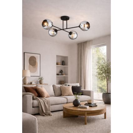 Brilagi - Повърхностно монтиран полилей DIOR 4xE27/60W/230V черен/димно сив