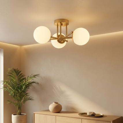 Brilagi - Повърхностно монтиран полилей MALIVA 3xE14/15W/230V златист/бял